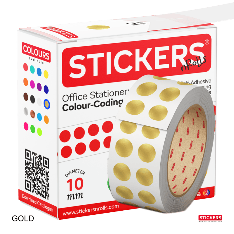 10mm - Round - Metallic - Colour Coding Stickers - Permanent Adhesive 10mm - Round - Metallic - Colour Coding Stickers - Permanent Adhesive