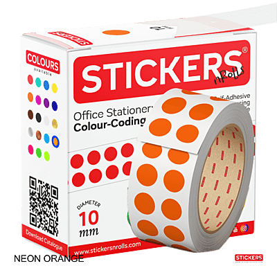 10mm - Round - Neon - Colour Coding Stickers - Permanent Adhesive
