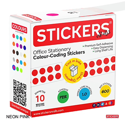 10mm - Round - Neon - Colour Coding Stickers - Permanent Adhesive