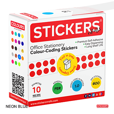 10mm - Round - Neon - Colour Coding Stickers - Permanent Adhesive
