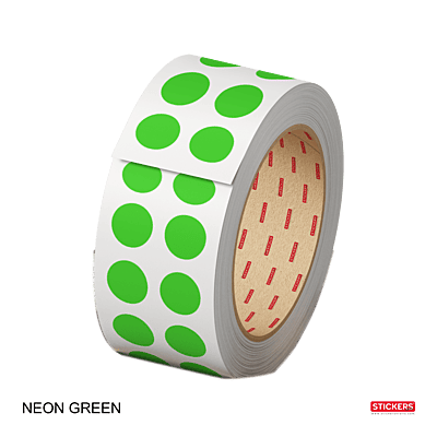 10mm - Round - Neon - Colour Coding Stickers - Permanent Adhesive