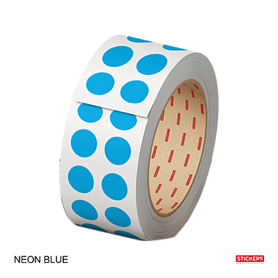 10mm - Round - Neon - Colour Coding Stickers - Permanent Adhesive