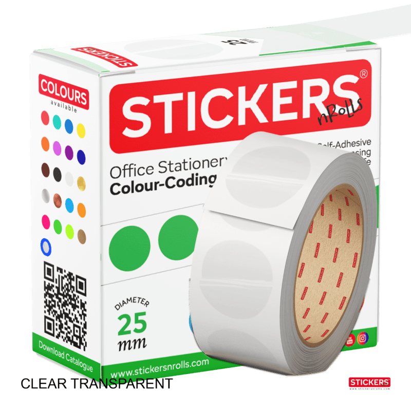 25mm - Round - Clear Transparent - Multipurpose Stickers - Permanent Adhesive 25mm - Round - Clear Transparent - Multipurpose Stickers - Permanent Adhesive