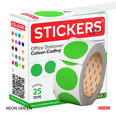 25mm - Round - Neon Colours - Colour Coding Stickers - Permanent Adhesive 25mm - Round - Neon Colours - Colour Coding Stickers - Permanent Adhesive