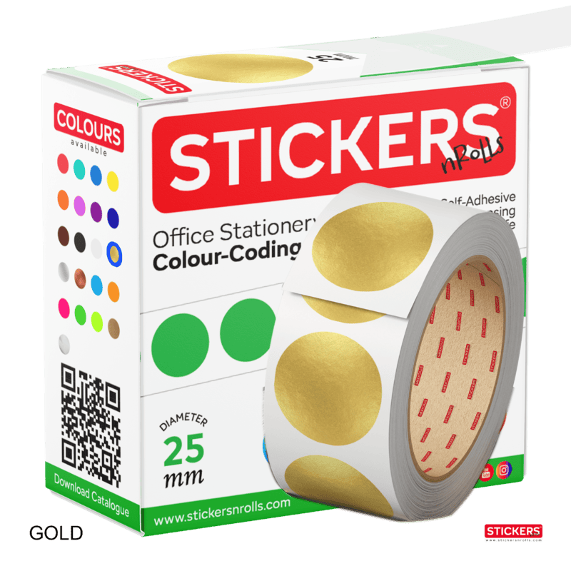25mm - Round - Metallic Colours - Colour Coding Stickers - Permanent Adhesive 25mm - Round - Metallic Colours - Colour Coding Stickers - Permanent Adhesive