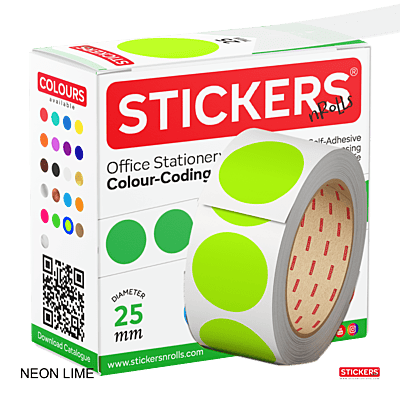 25mm - Round - Neon Colours - Colour Coding Stickers - Permanent Adhesive 25mm - Round - Neon Colours - Colour Coding Stickers - Permanent Adhesive