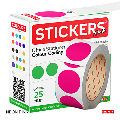 25mm - Round - Neon Colours - Colour Coding Stickers - Permanent Adhesive 25mm - Round - Neon Colours - Colour Coding Stickers - Permanent Adhesive