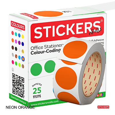 25mm - Round - Neon Colours - Colour Coding Stickers - Permanent Adhesive 25mm - Round - Neon Colours - Colour Coding Stickers - Permanent Adhesive