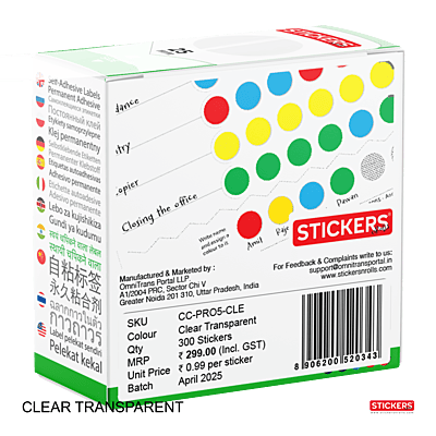 25mm - Round - Clear Transparent - Multipurpose Stickers - Permanent Adhesive 25mm - Round - Clear Transparent - Multipurpose Stickers - Permanent Adhesive