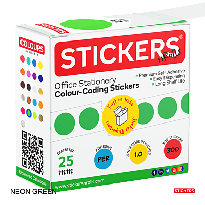 25mm - Round - Neon Colours - Colour Coding Stickers - Permanent Adhesive 25mm - Round - Neon Colours - Colour Coding Stickers - Permanent Adhesive