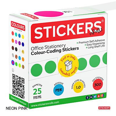 25mm - Round - Neon Colours - Colour Coding Stickers - Permanent Adhesive 25mm - Round - Neon Colours - Colour Coding Stickers - Permanent Adhesive