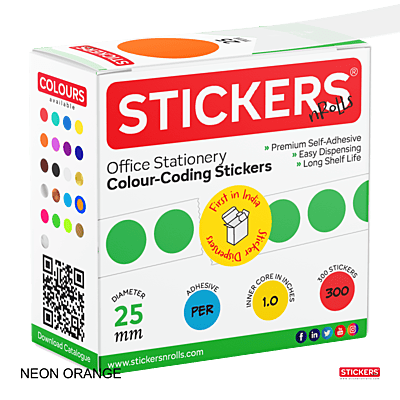 25mm - Round - Neon Colours - Colour Coding Stickers - Permanent Adhesive 25mm - Round - Neon Colours - Colour Coding Stickers - Permanent Adhesive