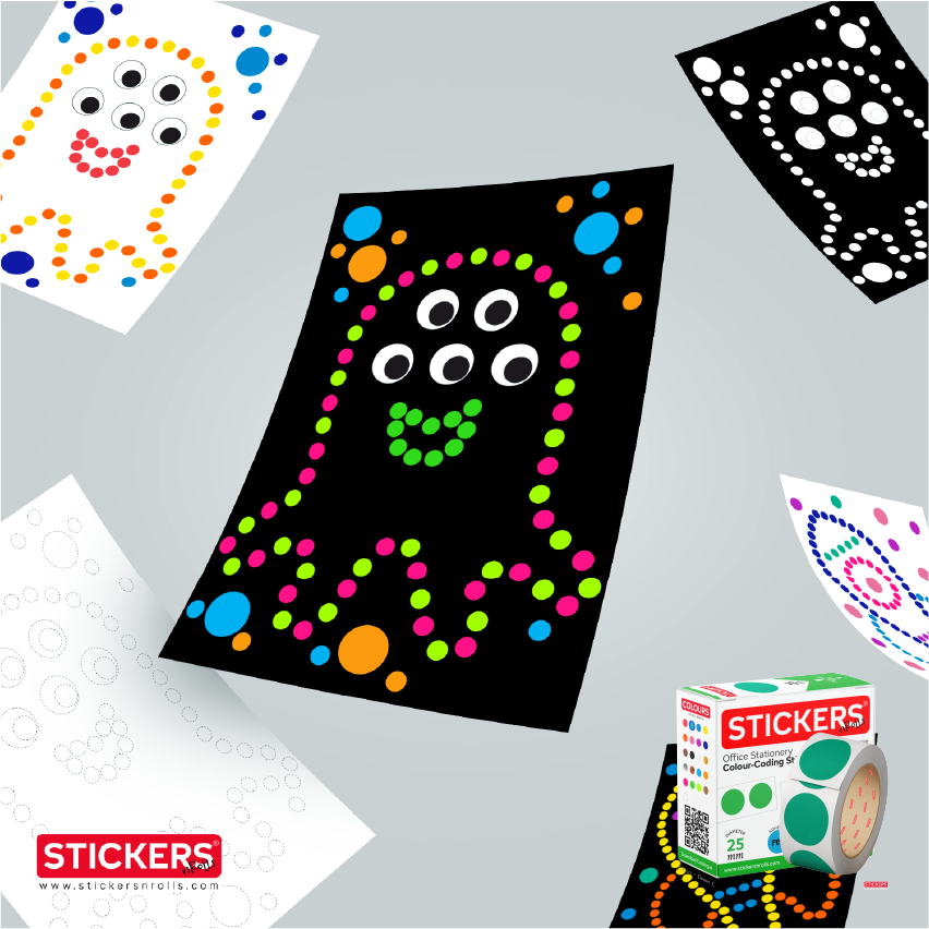 10mm - Round - Neon - Colour Coding Stickers - Permanent Adhesive