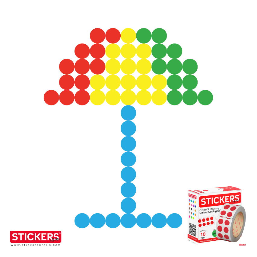 10mm - Round - Neon - Colour Coding Stickers - Permanent Adhesive