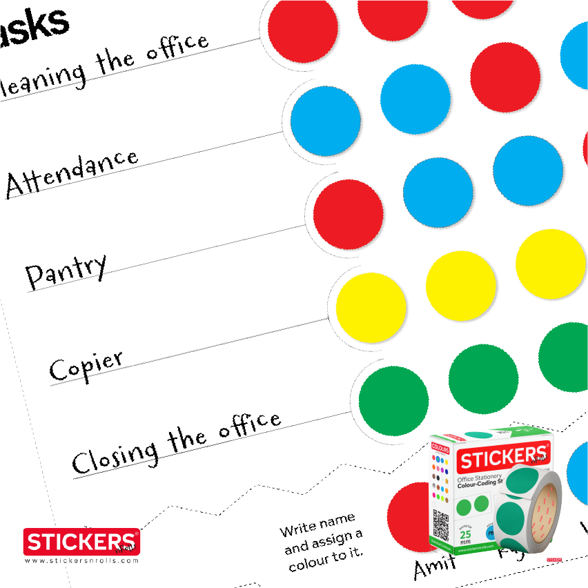 25mm - Round - Solid Colours - Colour Coding Stickers - Permanent Adhesive 25mm - Round - Solid Colours - Colour Coding Stickers - Permanent Adhesive