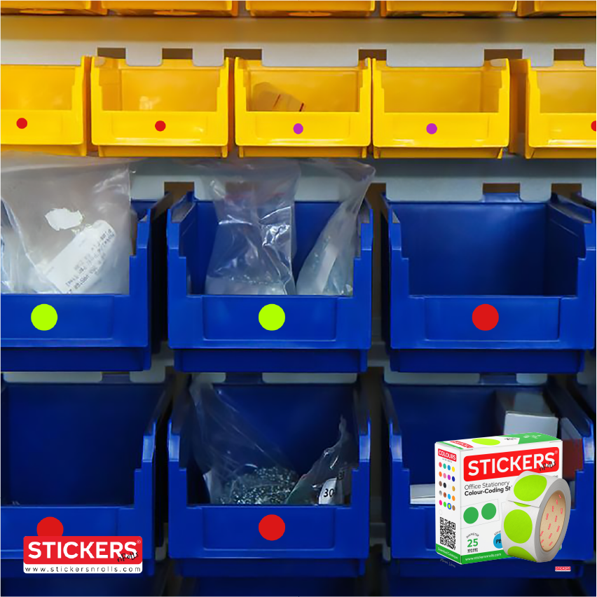 25mm - Round - Neon Colours - Colour Coding Stickers - Permanent Adhesive 25mm - Round - Neon Colours - Colour Coding Stickers - Permanent Adhesive